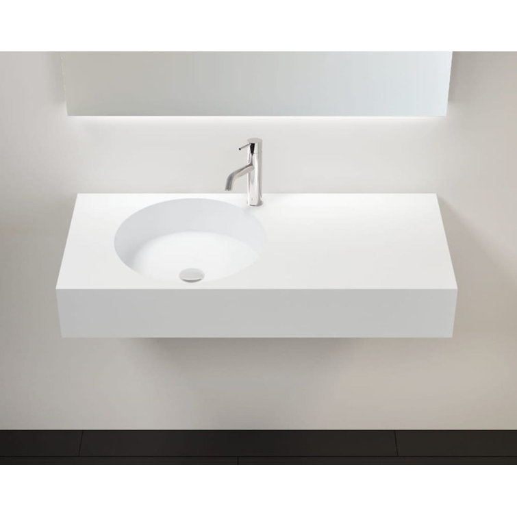 Badeloft 17.7'' Stone Rectangular Wall Mount Bathroom Sink with